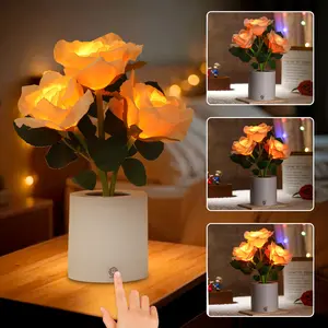Forever Yellow Rose Flower Lamp Touch Lamp Gifts for Women Her Wife Girlfriend Daughter, Dimmable Rose Lamp Flower Decor for Bedroom Living Room