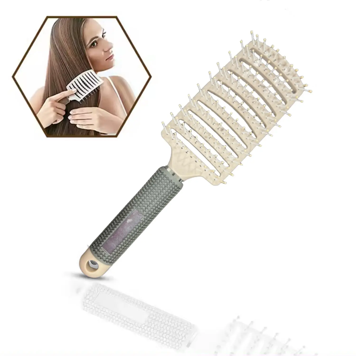 Curved Vented Hairbrush Hair Scalp Massage Comb Hairbrush Nylon Women Wet Curly Hair Brush