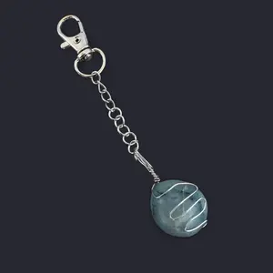 Quartz Wire Wrapped Stone Keychain