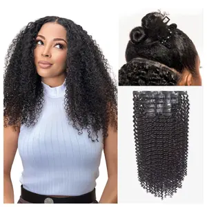 LUVME 100% Virgin Human Hair Extensions Seamless & Invisible Edge Straight, Body Wave, Kinky Curly, Yaki Straight, Messy Burmese Curl Clip-In