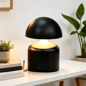 Metal Mushroom Night Light, Adjustable Color Temperature, Rechargeable Bedside Ambiance Lamp, Universal Dining Table Use