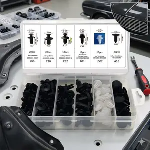 Professional Push-Type Retainer Rivet Kit for Car Body Repair: Universal Fasteners for Bumper, Door Panel, DIY Accident Fix, Modification & Maintenance. Auto Body Sheet Metal Tool Accessory.