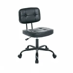 PU genuine leather chair, small space, thickened seat cushion, adult armless roller chair