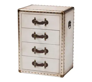 Baxton Studio Jaelyn Canvas 4-Drawer End Table