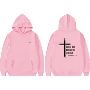 Hooded sweatshirt for men and women with simple cross character print, loose-fitting sports top,Gift