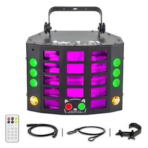Party Lights Dj Disco Light 4in1 Led Strobe Lights Wash Light Led Butterfly Beam Effect and Red Green Beam Gobos Effect,15 Channel DMX with Sound Activated for Christmas Halloween Party