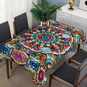 Mandala Pattern Tablecloth Set, Fabric, Ideal for Dining Tables, Tea Tables, TV Cabinets, Picnics, Home & Party Use, Picnic Table Cover