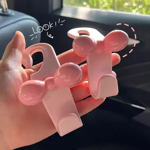 2-pack Cute Bowknot Car Headrest Hook, Heavy Duty Seat Back Hanger for Bags, Purse & Grocery Organizer