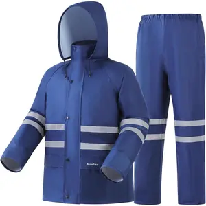 Rain Suit, High Visibility Safety Jacket, Lightweight Rain Gear, Waterproof Rain Jacket with Pants