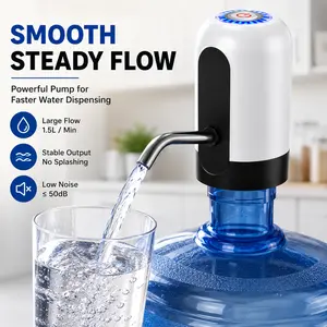 Rechargeable Water Dispenser Pump for 2-5 Gallon Bottles, One-Touch Automatic Water Pump with USB Charging, Portable Electric Water Dispenser for Home, Office, Kitchen, Camping & Travel