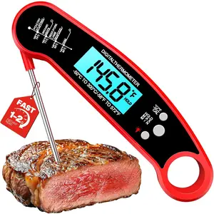Meat Thermometer Digital - Instant Read Food Thermometer for Cooking Grilling, Candy, Air Fryer, Griddle Probe Kitchen Gadgets Essentials BBQ Accessories, Gifts for Him, Black