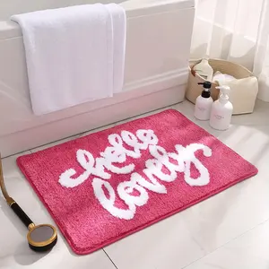 Hello Gorgeous Lovely Soft Preppy Bathroom Decor Hot Pink Water Absorbent Shower Rug Microfiber Cute Funny Bath Mat Pink Best Friend Birthday Gift