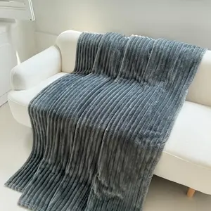 Solid Color Flannel Blanket, 1/3 Counts Soft Comfortable Warm Throw, Air-conditioned Room Blanket, Warm Nap Blanket for Home & Office