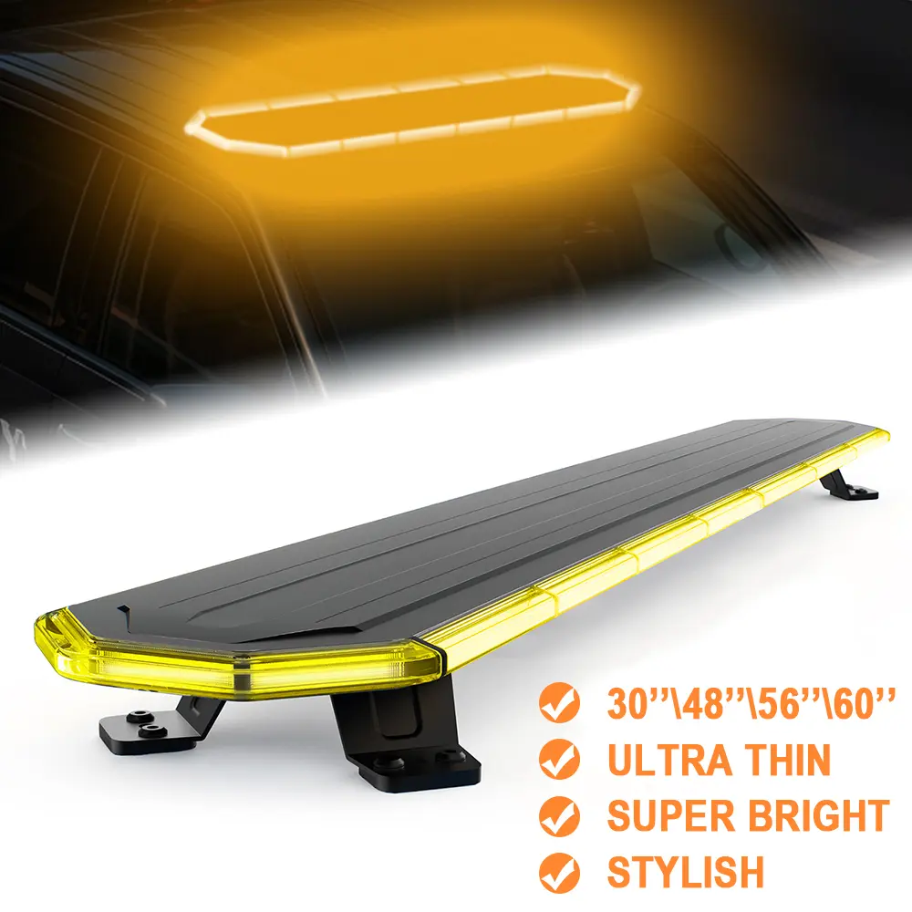 AgriEyes W18 30" 48" 54" 60" Amber LED Strobe Light Bar Ultra Thin Super Bright Stylish Emergency Tow Truck Light Bar backtoschool