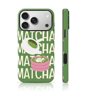 Cute Matcha Text Design Fashion Phone Case TPU for iPhone 17 Pro Max/16 Pro Max /15Pro Max 15/14/13/12 & Samsung S26 /S25Ultra Cute Phone Case