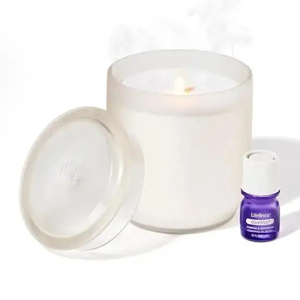 Lifelines Flameless Candle Diffuser | Frosted Glass Cream w/ Jasmine Scent