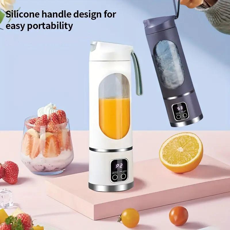 LED display mixer, 450ml USB rechargeable portable mixer for milkshakes and milkshakes - equipped with a 10 piece juicer - small fresh juice mixer, providing instant nutrition