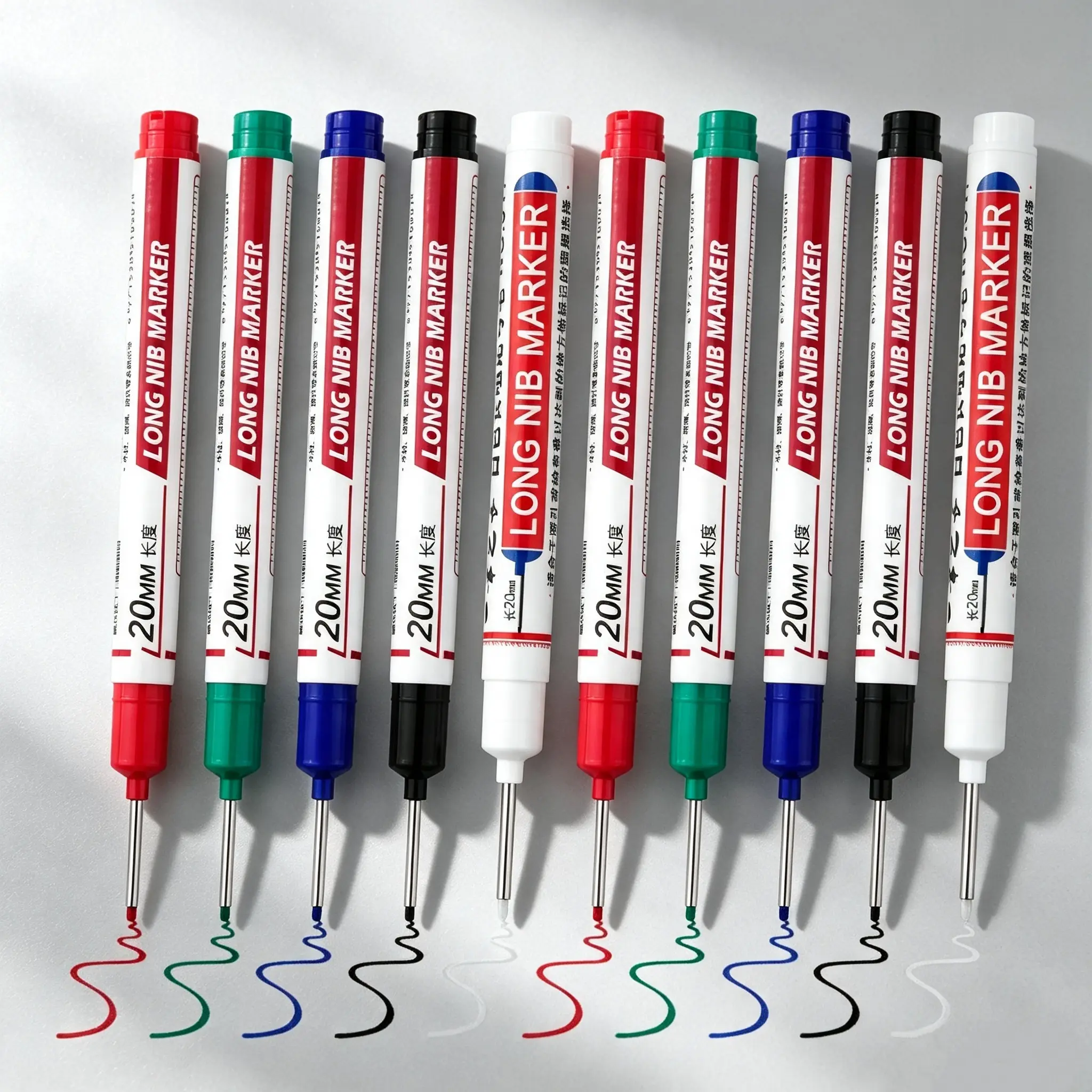 10 PCS Long Head Deep Hole Marker Pens,20mm Long Nib Marker, Longs Nose Markers, Waterproof Construction Markers Marking Tool,Permanent Markers Carpenter Ink marker Pens,Metal marking Pens