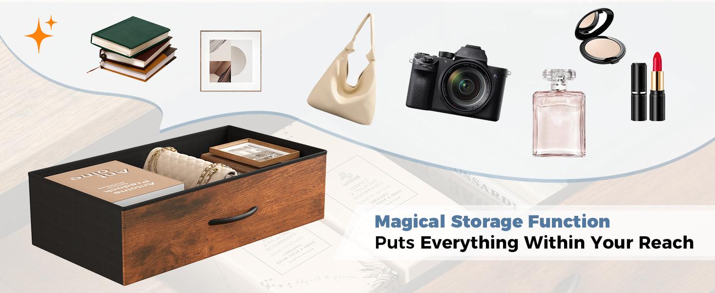 9 Drawer TV Stand Dresser， With Fabric Storage Bins, Holds Up To 70 Inch TV And 63 Inch Wide Wood Top, Sturdy Metal Frame With Anti Tip Safety, Ideal For Living Room Bedroom And Closet Organization