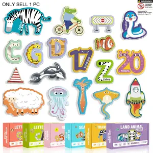 Educational Magnetic Fridge Magnets, Refrigerator Magnets for Kids, Alphabet, Numbers, Animals, Transportation, Ocean Themes, Learning Puzzle Game, 6 Big Themes