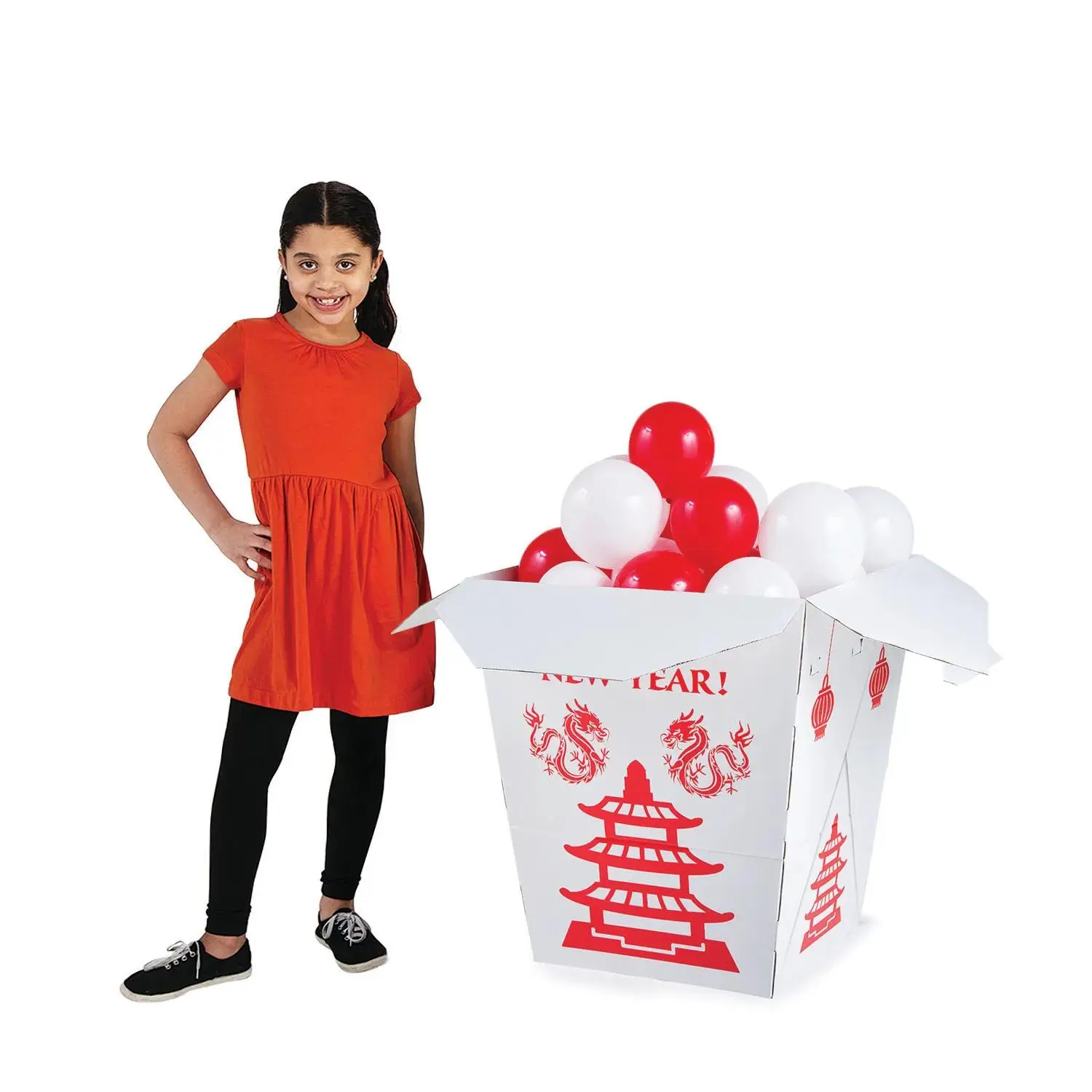 24 3/4" x 33" 3D Lunar New Year Takeout Box Cardboard Stand-Up