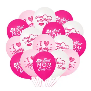 Mother's Day Balloons Set, I Love You Mom Print Decorations, Round Latex Party Supplies & Arch Decoration, Perfect for Mother Theme Events