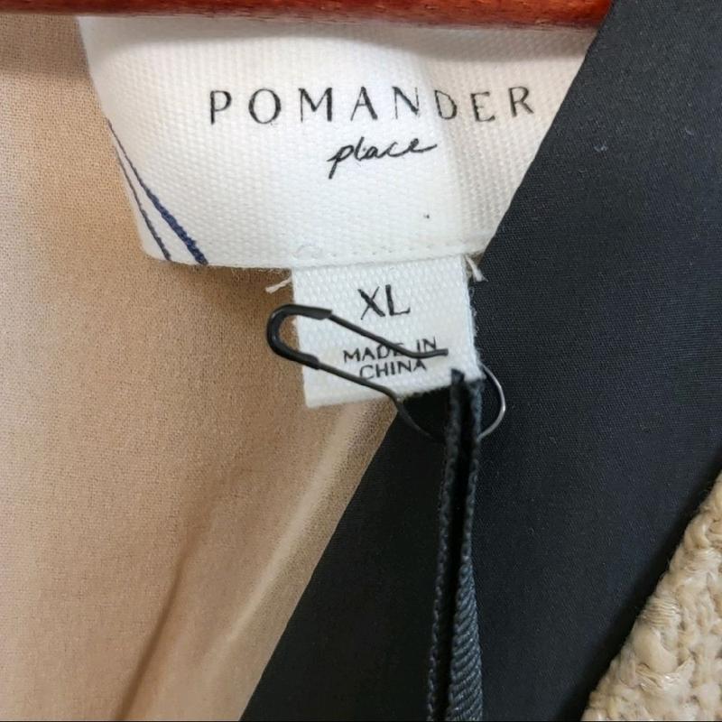 Pomander Place Nwt Tan Coco Tweed Bow Dress for Women Size XL with Black Trim and Buttons Casual Summer Womenswear Vneck