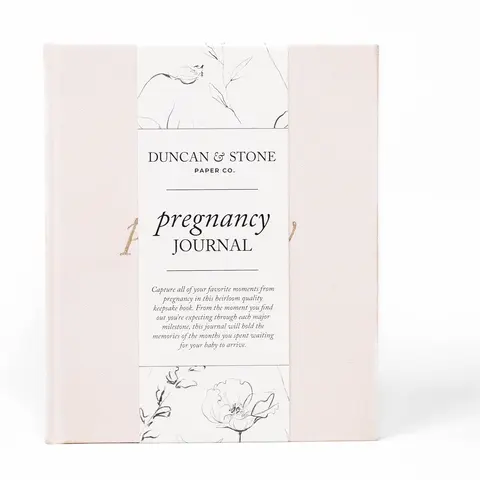 Duncan & Stone Paper Co. Pregnancy Journal, 120-Page Softcover Parenting Keepsake Book with Gold Foil, 2-Page Weekly Log, 9.25in x 7.75in Easy-to-Hold Design, Gift-Ready Cellophane Bag for Expecting Moms & Growing Families