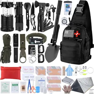 Survival Kit, 250pcs Survival Tools Tactical Gear and Trauma Bag, Survival First Aid Kit with Molle Crossbody Bag & Emergency Tent  Earthquake, Bug Out, Outdoor Adventure, Gifts  Christmas Men