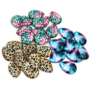 10x14mm 13x18mm 18x25mm Drop Leopard print New Fashion Handmade Po Glass Cabochons Pattern Domed Jewelry Accessories supplies
