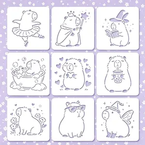 Lovely Capybara Animal Stencils Reusable Waterproof Painting Templates DIY Craft Making Supplies for Wood Textile Wall Floor Ornament