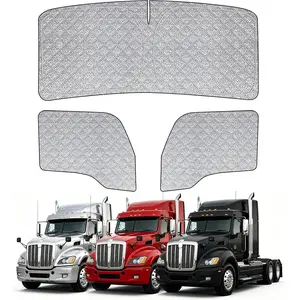 Windshield Sun Shade Customized for Kenworth T680 2011-2026, 3PCS Foldable Car Windshield Cover Sun Protector for Front and Side Windows Reflect UV Privacy Protection