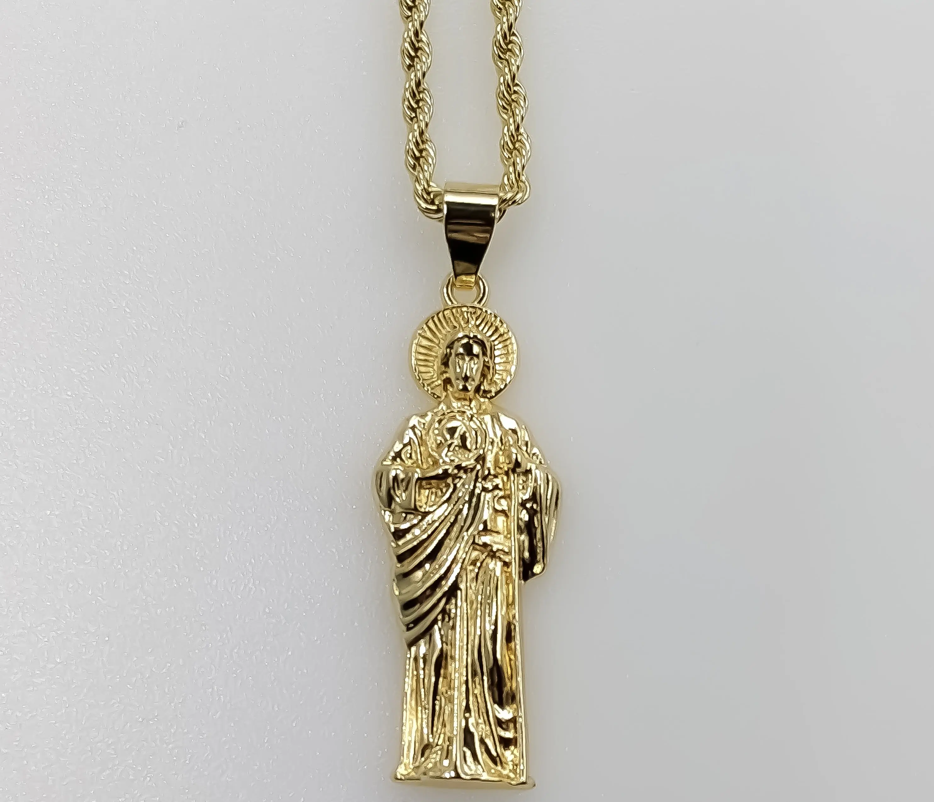 Plated Saint Jude 3mm Rope/Braided Chain Necklace