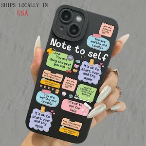 A protective phone case with motivational messages, suitable for various iPhone models including 16 Pro Max, featuring a full-black shock-absorbing soft shell. Protector Screen Protector Cover Protection Wireless Aesthetic Casing Cellphone