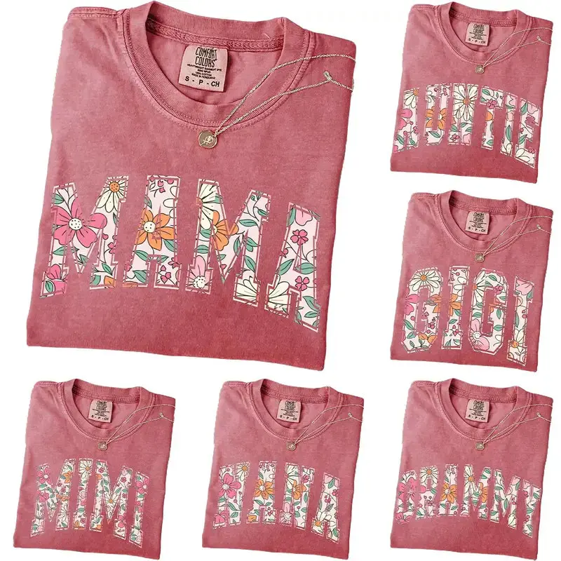 Custom Comfort Colors Mama Shirt, Boho Floral Grandma Shirt, Personalized Grandparent Gift, Floral Nana Auntie Mimi Gigi Grammy TShirt