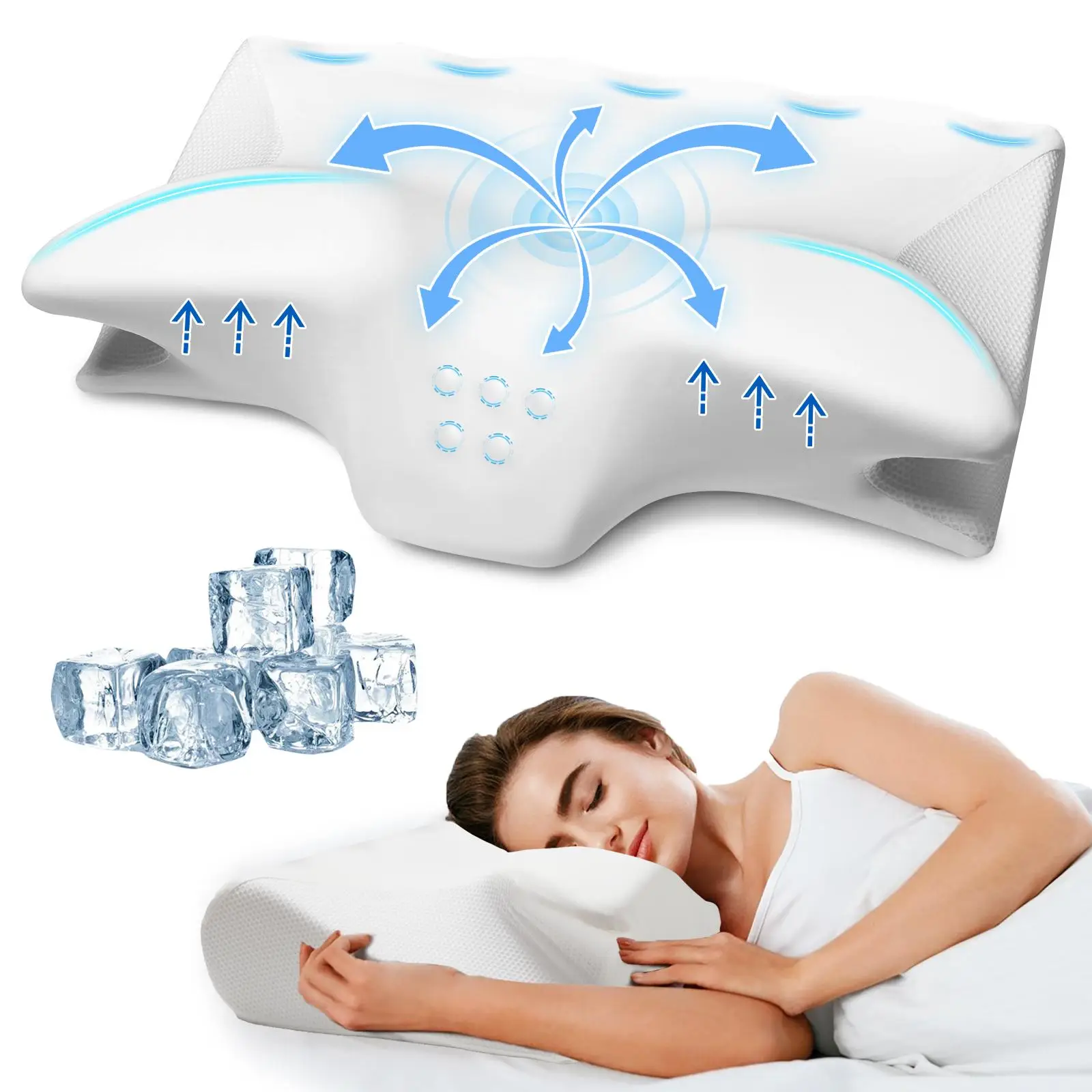 【Fall Deals For You】WeCharmer Memory Foam Pillow - Ergonomic Neck Support, Odorless, Adjustable, Side Back Stomper for Comfort, Pillowcase Included Ou