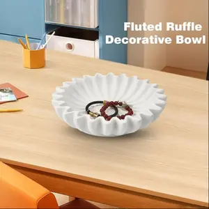 Decorative Bowl, Grooved Pleated Bowl, Fan Shape Resin Decorative Bowl, Fruit Tray, Home Decoration Gift