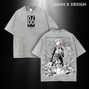 Vladilena Milizé 86 Eighty-Six Oversized Vintage Tee – Retro Washed Anime Streetwear Shirt, War Commander Light Novel Inspired Graphic Fashion Otaku
