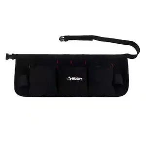24 in. 13-Pocket Black Canvas Tool Work Apron with Adjustable Strap for Handyman and DIY Projects