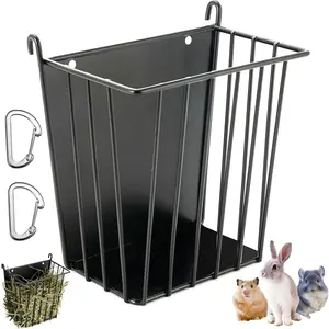 Upgrades Rabbit Hay Feeder - Guinea Pig Hay Feeder - Metal Frame Hay Rack with Adjustable Hook - Less Wasted - for Guinea Pigs - Chinchilla Bunny Cage Accessories - Bunny Feeder HEAVY-DUTY METAL HAY FEEDER FOR SMALL PETS