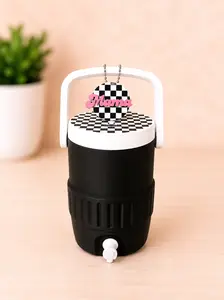 Black and White Checked 12 oz Standard Can Holder and Can Opener Bundle