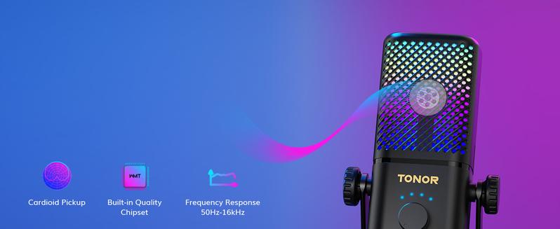 TONOR TCX3 Xbox Gaming Microphone with Boom Arm, RGB Condenser, Fast Charging, Low Noise, Compatible with Capture Card, 1.12 lb, One Tap Mute