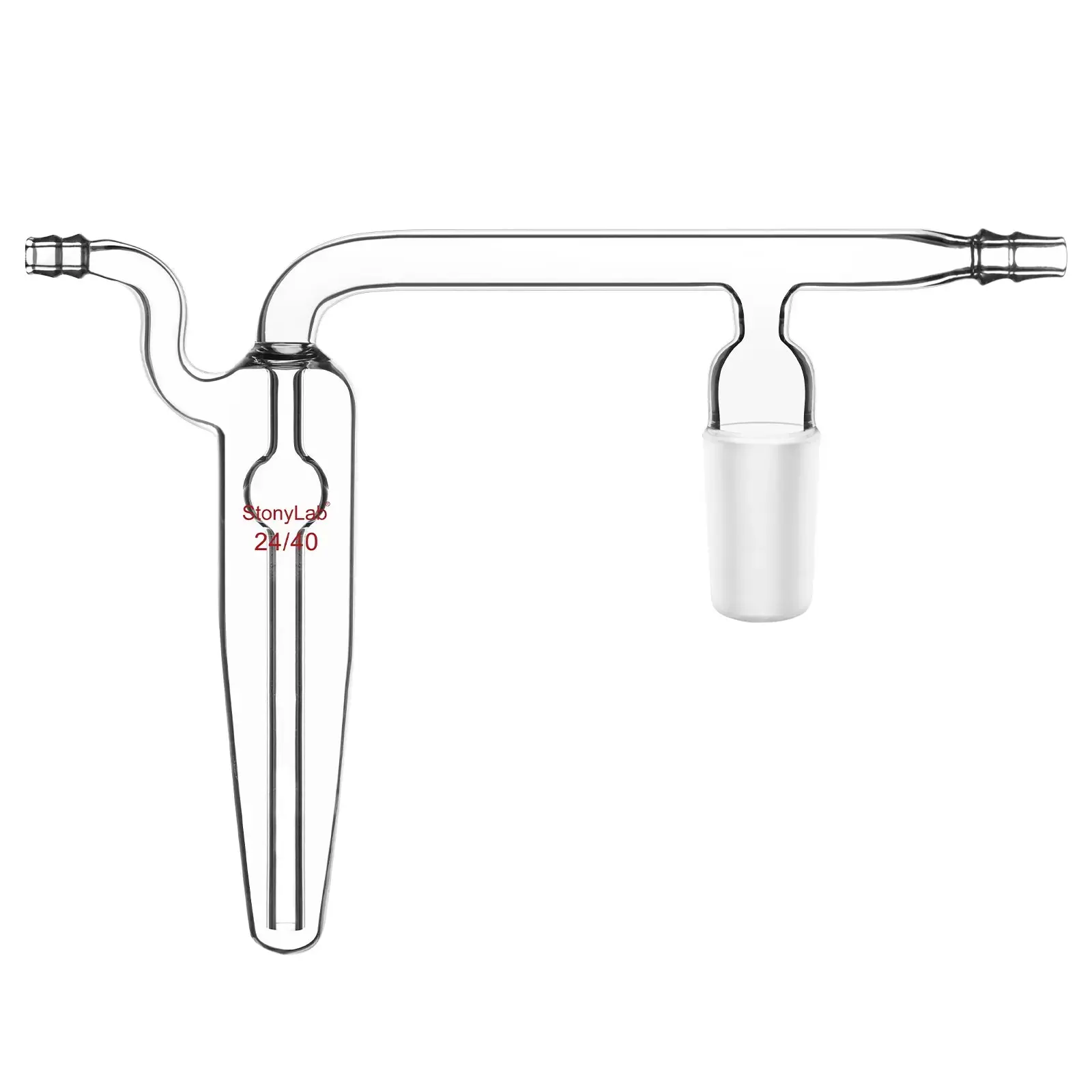 Oil Bubbler with 24/40 Joint and 10 mm Hose Connection, Spherical or Straight