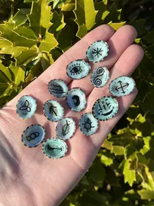 LIMITED EDITION Sea Magick 13 Witches Runes Set | Ocean Mermaid Magic Wicca Pagan Witchcraft | Divination Atlar Tool Beach Decor Gift Supply