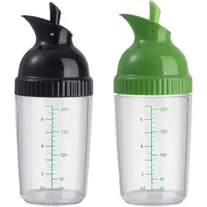 BPA-Free 2-Piece Salad Dressing Shaker Set - Homemade Dressing Mixer Container with Dripless Pour Spout, Soft Grip, Kitchen Seasoning Bottle Utensil
