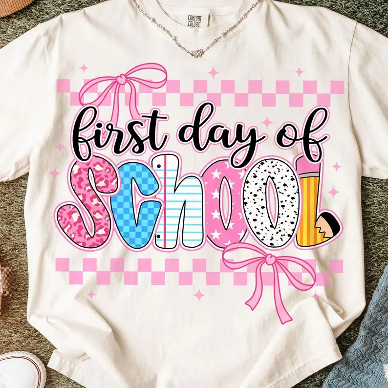 Comfort Colors Coquette First Day Of School Shirt, Back To School Shirt, Teacher  , Preppy Back To School , First Day Of School Shirt Tee for Women - Clothes