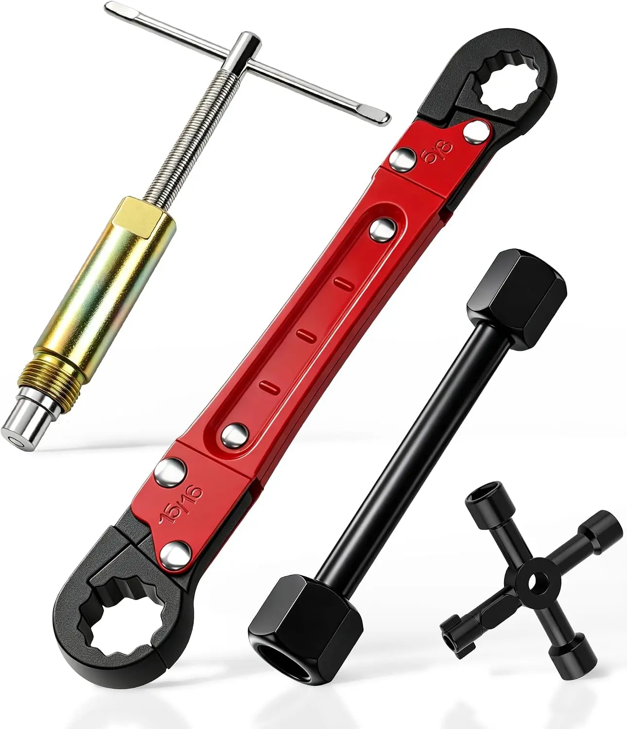 Plumbing Tools, Angle Stop Wrench with Compression Sleeve Puller Tool 1/2, Quick Repair Plumbing Wrench Kit for Installing/Removing Compression Rings, Nuts and Angle Stops for Valve Change