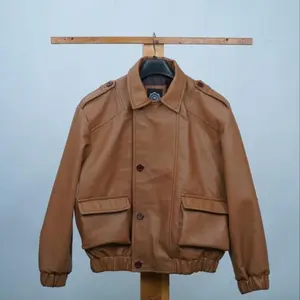 Fanzilla Jackets- [Made to Order] Handmade Motoko Inspired Brown Leather Jacket