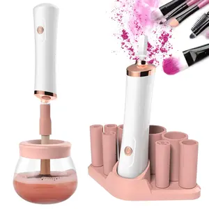 Upgraded Makeup Brush Cleaner and Dryer Machine, Super-Fast Electric Brush Cleaner Machine with 8 Size Rubber Collars, Automatic Brush Cleaner Spinner Makeup Brush Tools