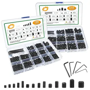 1305 count 26 Size Set Screw Assortment Kit -Metric Screw Assortment and SAE Allen Set Screws for Bathroom Fixtures, M3-M8, 1/8"-40 to 5/16"-18 Internal Hex Drive Headless Set Screws